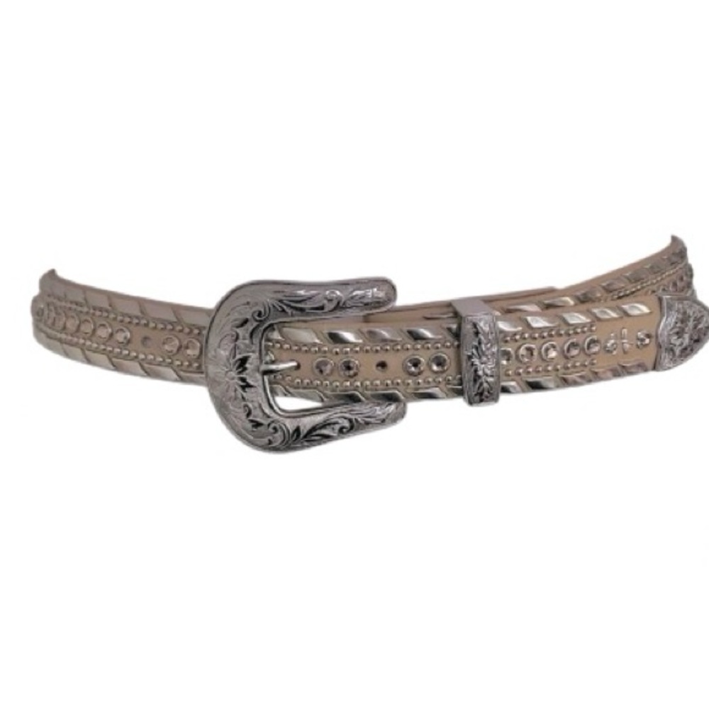 Rare!!! Designer Kippys Swarovski Rhinestone Tan Leather Belt Country Western